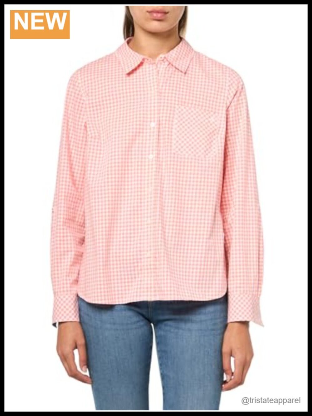 Nautica Women's 100% Cotton Button Front Long Sleeve Roll Tab Shirt
